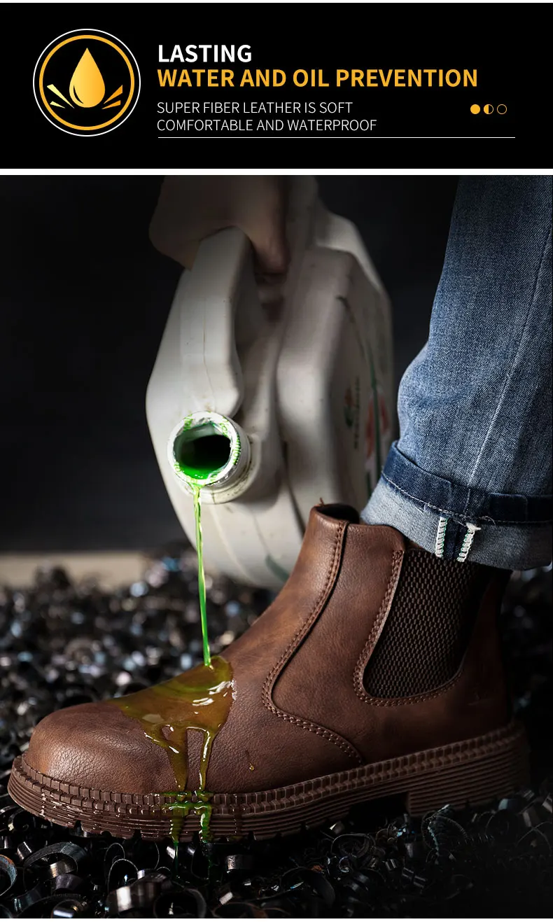 Men Lerther Work Boots Indestructible Safety Shoes Men Steel Toe Puncture-Proof Work Sneakers Male Work Shoes