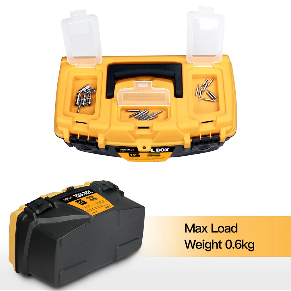 AIRAJ 15/12 Inch Hardware Tools Box, Plastic Thick Combination Suitcase Electrician Carpenter Electric Drill Storage Box
