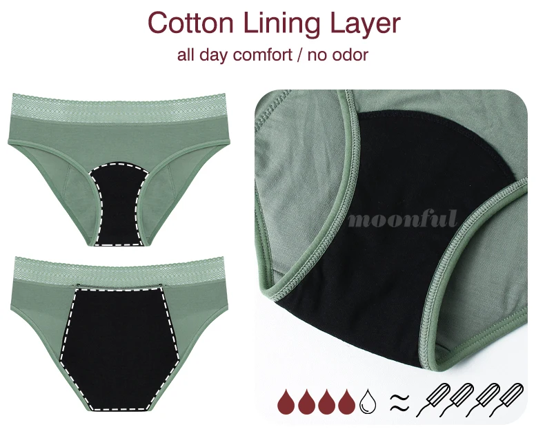 Period Underwear Cotton Menstrual Panties Woman Strong Absorption Underwear Menstrual Brief Leak Proof Menstruation Panties Girl