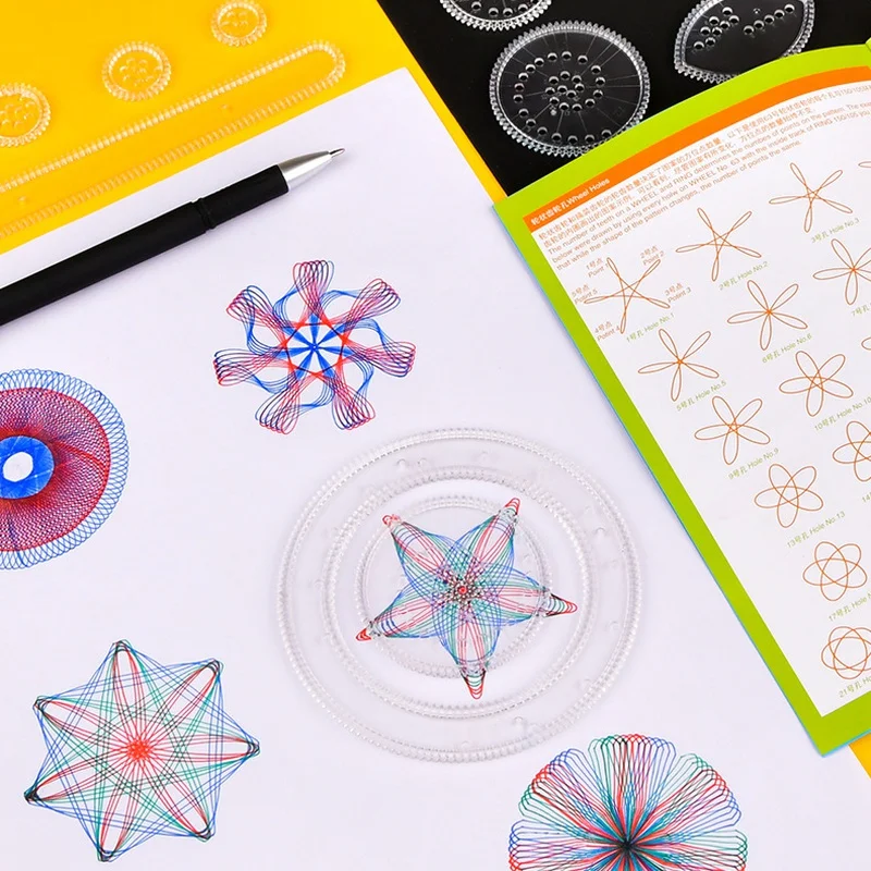 27 Pcs Tin Draw Drawing Art Original Spirograph Design Set Craft Create Kids Toy