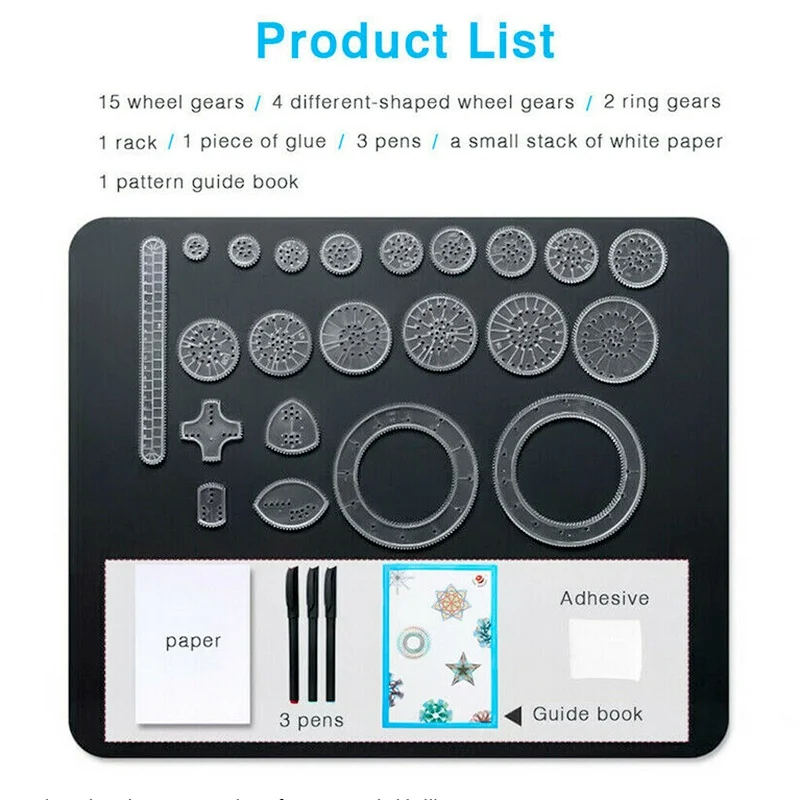 27 Pcs Tin Draw Drawing Art Original Spirograph Design Set Craft Create Kids Toy