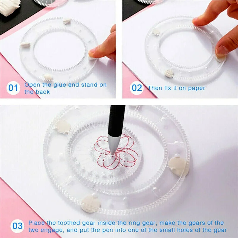 27 Pcs Tin Draw Drawing Art Original Spirograph Design Set Craft Create Kids Toy