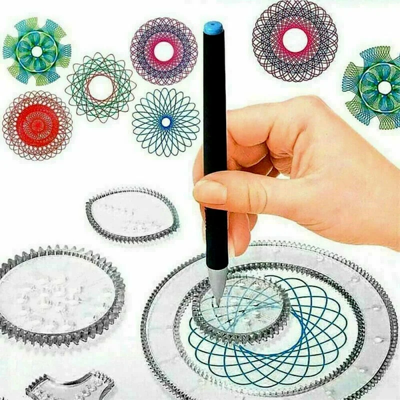 27 Pcs Tin Draw Drawing Art Original Spirograph Design Set Craft Create Kids Toy
