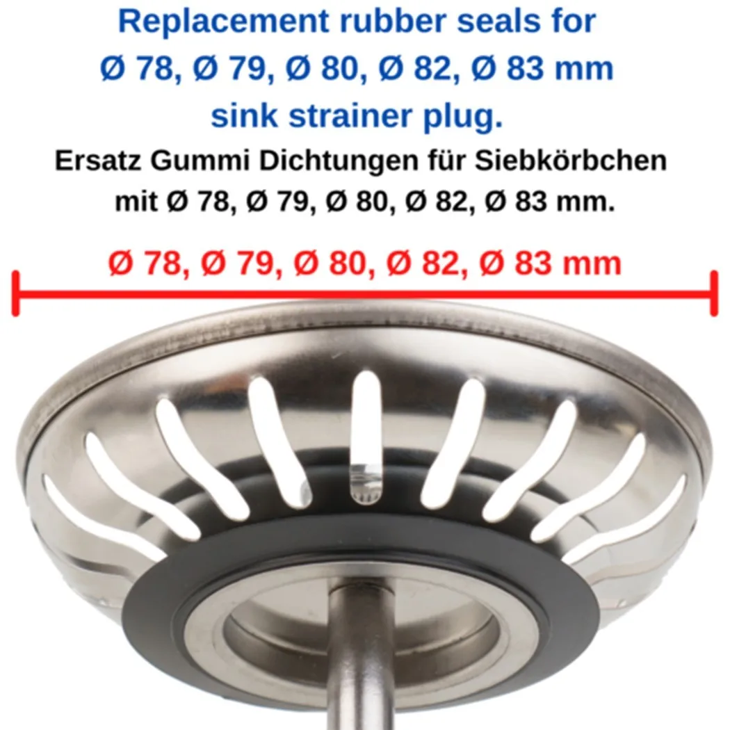 5pcs Rubber Seal Washer Gasket For Franke Basket Strainer Plug For 78 79 80 82 83mm Kitchen Bathroom Sink Drain Seal Gasket