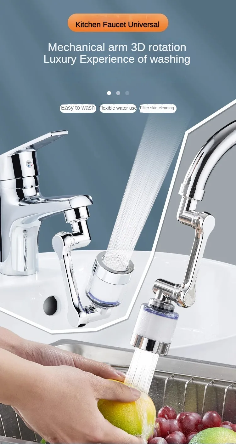 1080 ° Rotatable Extension Conventional Filter Faucet Nozzle Universal Bathroom Faucet Extension Adapter Aerator Faucet Extender