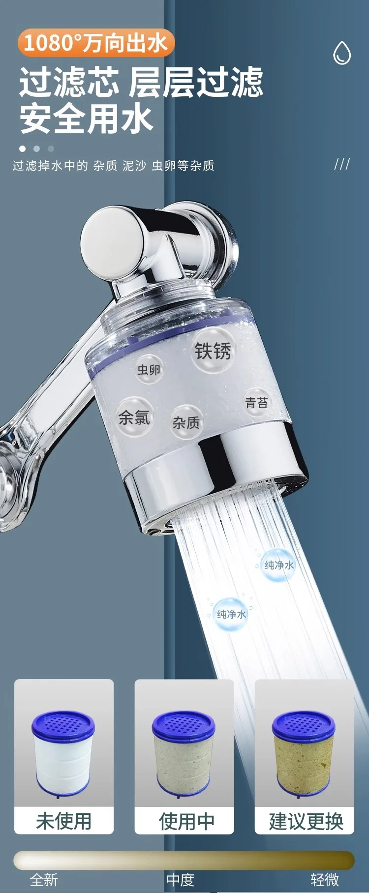 1080 ° Rotatable Extension Conventional Filter Faucet Nozzle Universal Bathroom Faucet Extension Adapter Aerator Faucet Extender