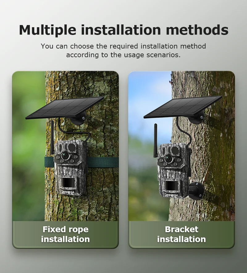 INQMEGA4G 2K 5MP PIR Motion Activated  Trigger Time Night Vision IP66 Hunting Trail Wildlife Battery Solar Camera Forest