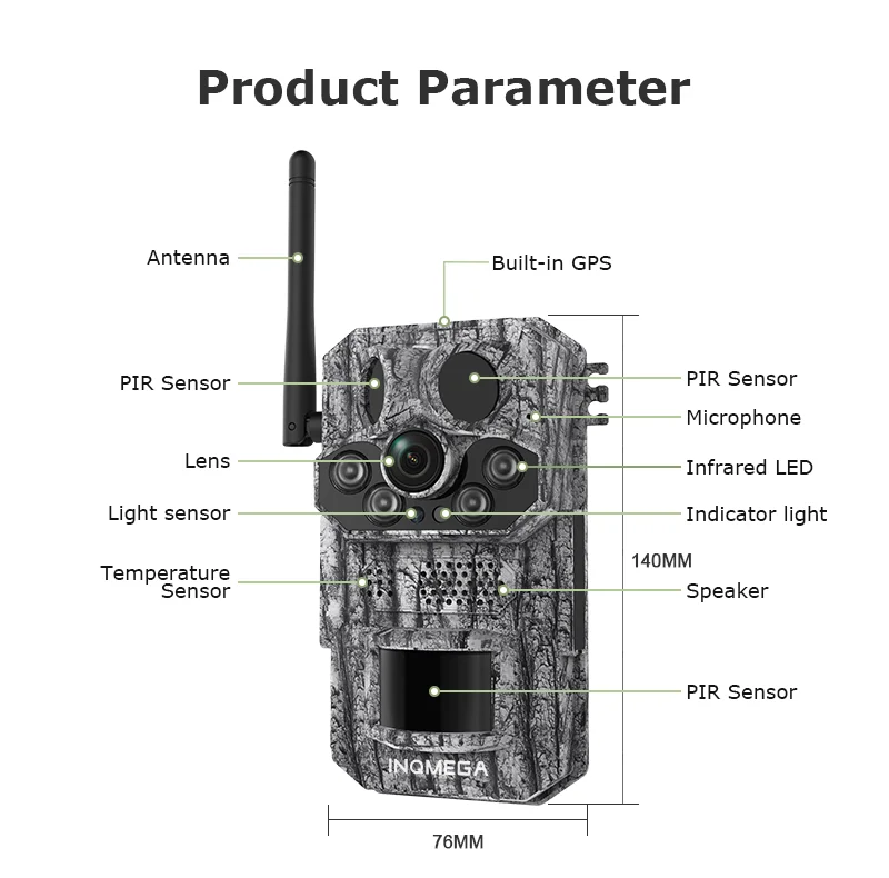 INQMEGA4G 2K 5MP PIR Motion Activated  Trigger Time Night Vision IP66 Hunting Trail Wildlife Battery Solar Camera Forest