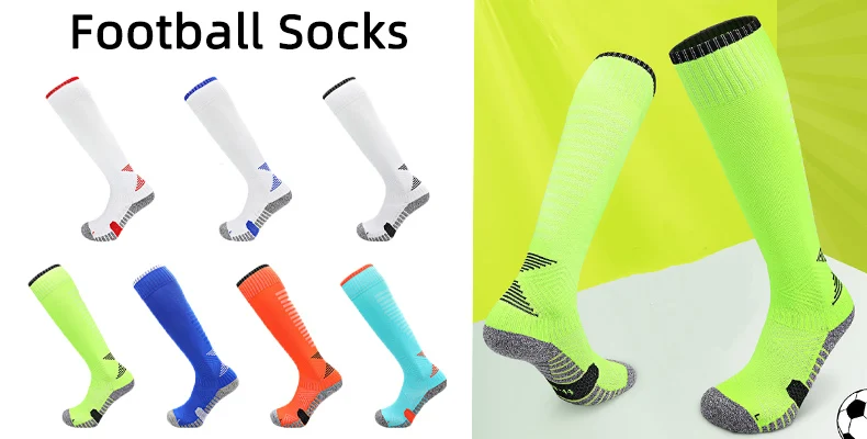 Adults Youths Kids Towel Bottom Soccer Socks Breathable Knee High Training Long Stocking Practical Competitive Mesh Sports Socks
