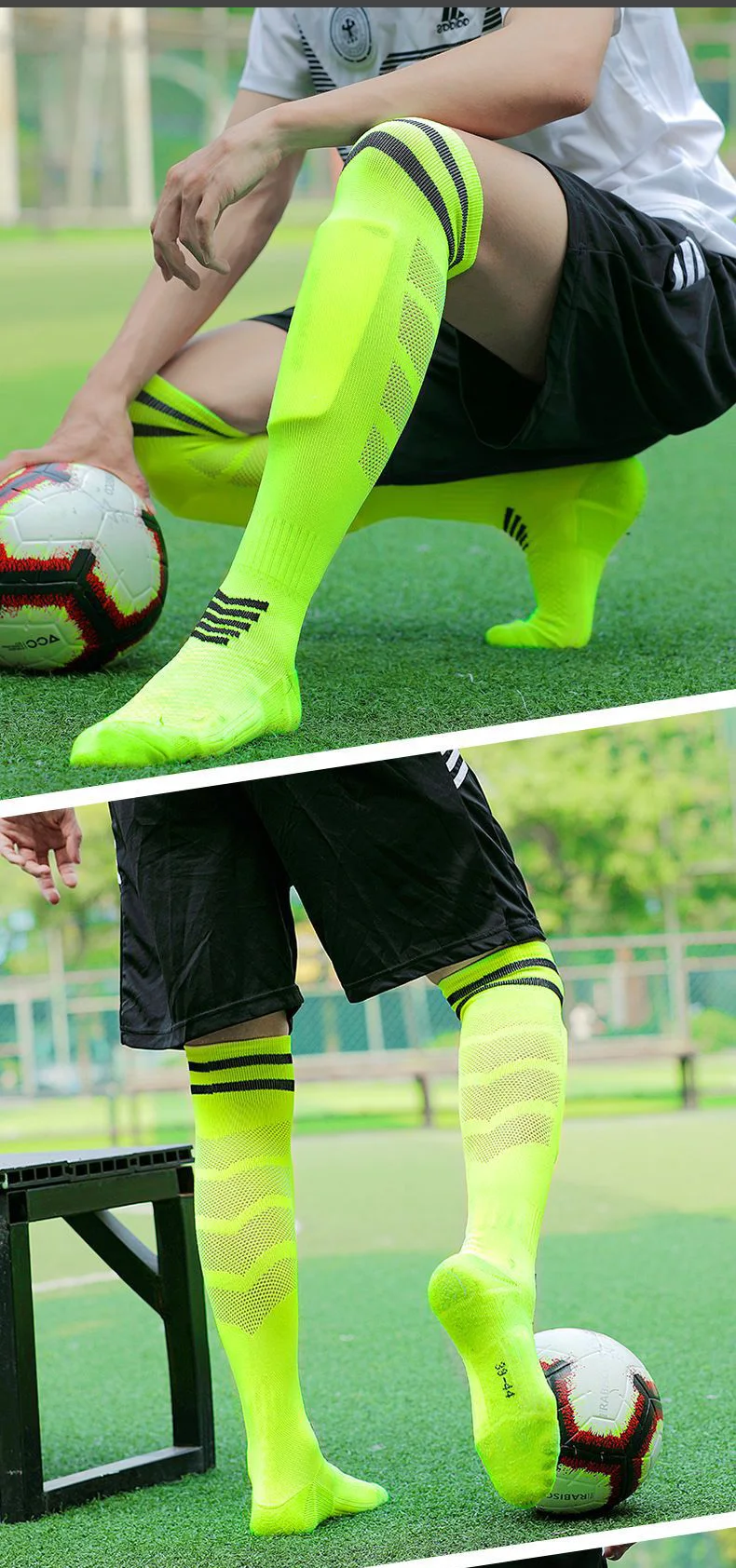 Adults Youths Kids Towel Bottom Soccer Socks Breathable Knee High Training Long Stocking Practical Competitive Mesh Sports Socks