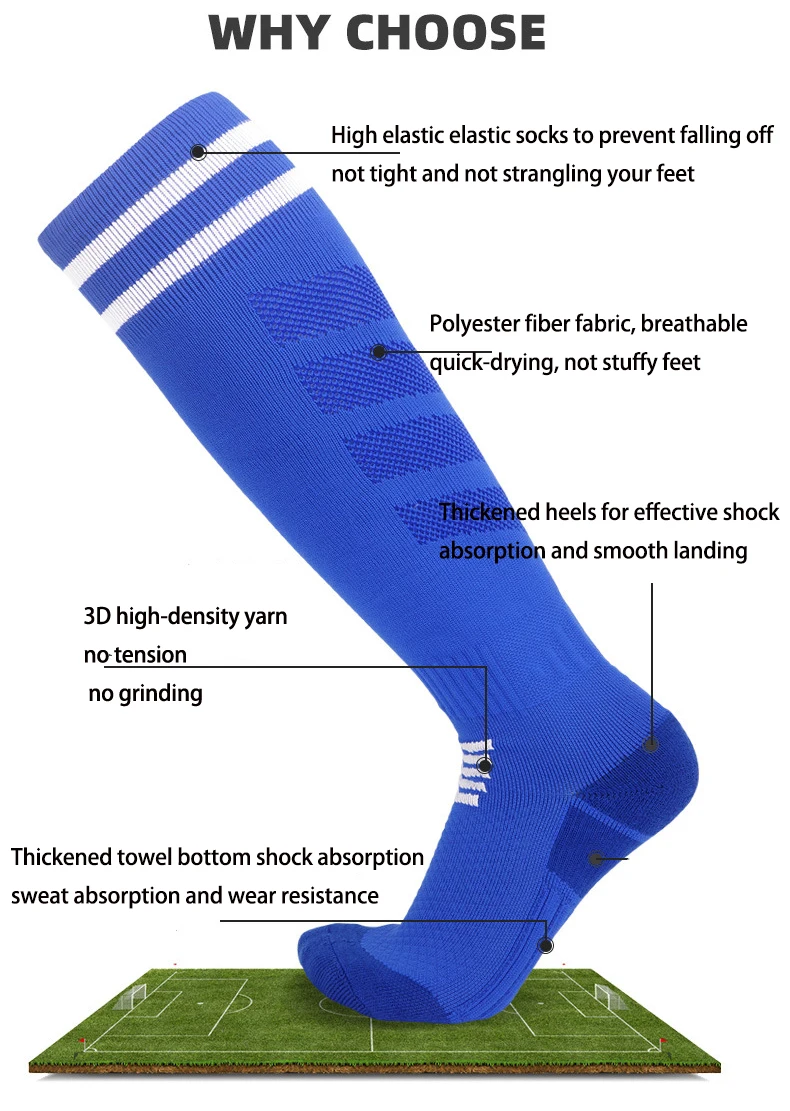 Adults Youths Kids Towel Bottom Soccer Socks Breathable Knee High Training Long Stocking Practical Competitive Mesh Sports Socks