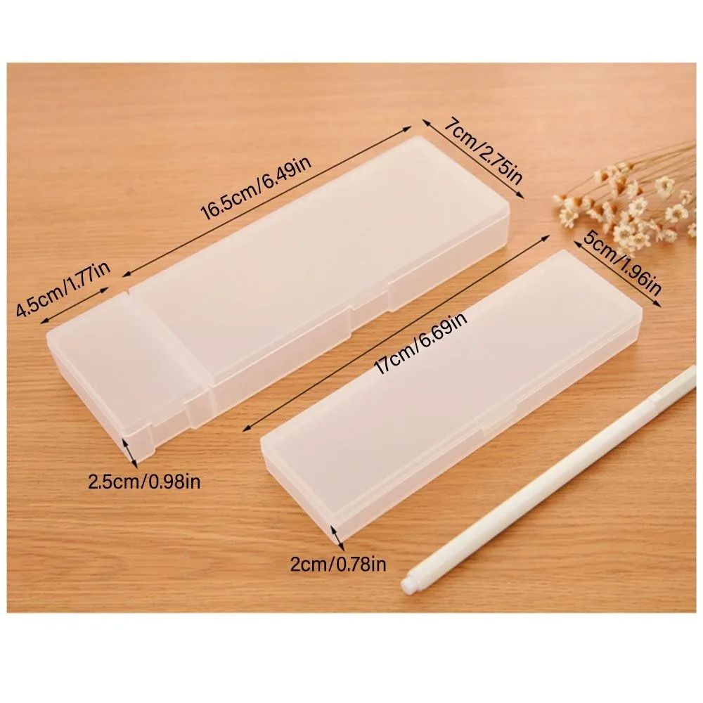 Simple Frosted Translucent Pencil Case Non-toxic Hard Plastic Pen Box Students Gift Stationery Box School Office Supplies