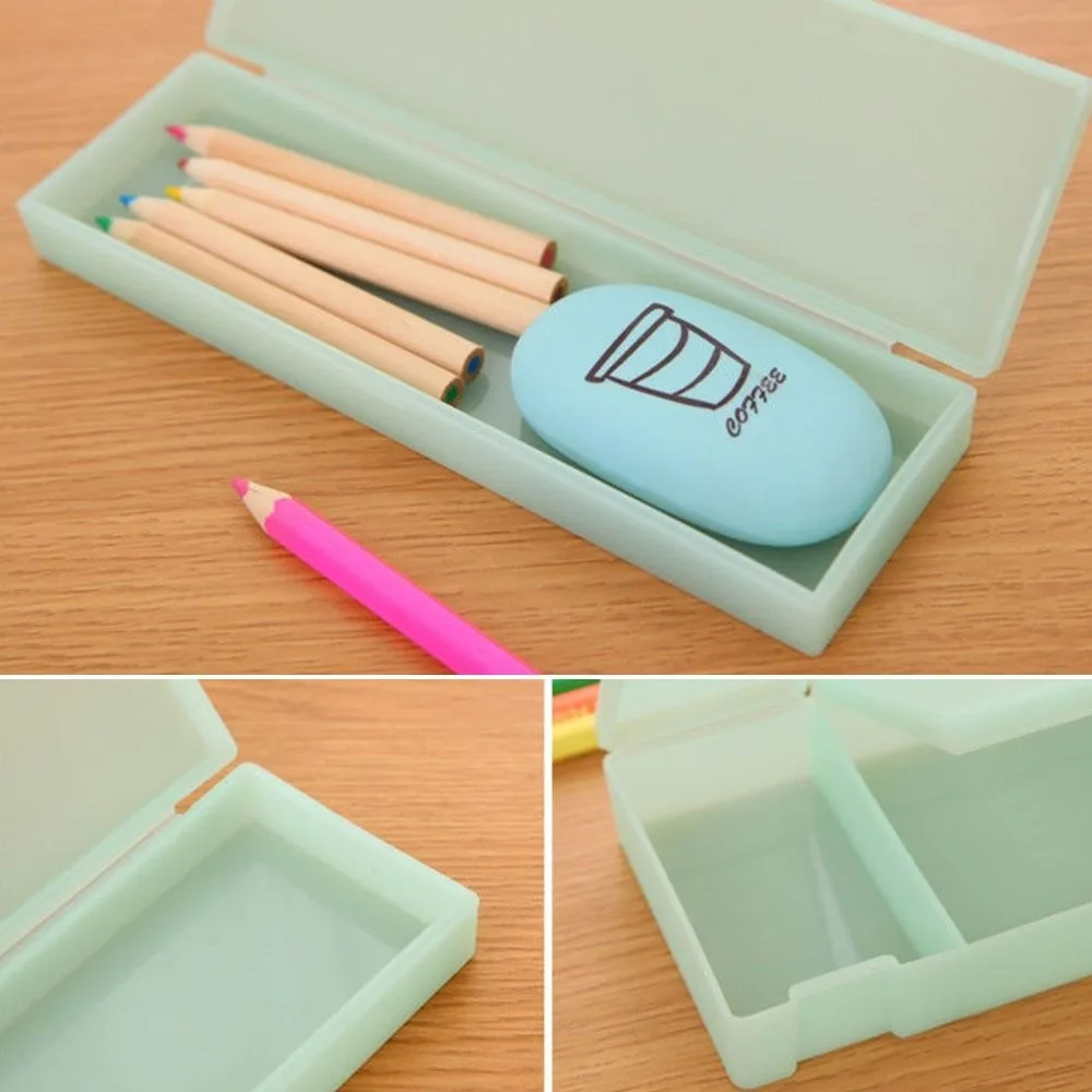 Simple Frosted Translucent Pencil Case Non-toxic Hard Plastic Pen Box Students Gift Stationery Box School Office Supplies