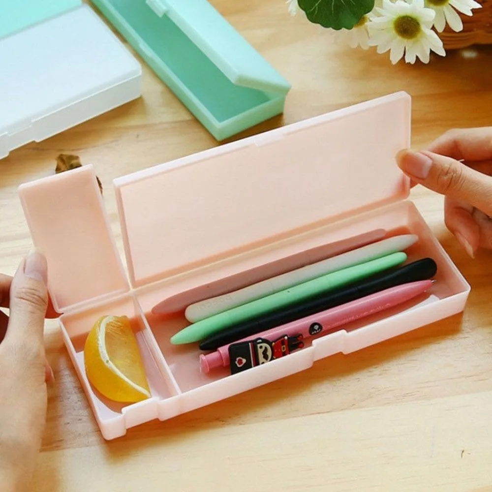 Simple Frosted Translucent Pencil Case Non-toxic Hard Plastic Pen Box Students Gift Stationery Box School Office Supplies