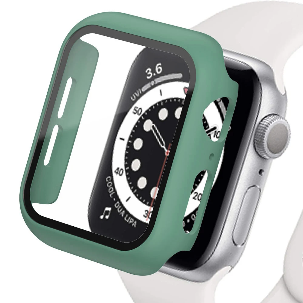 Glass+Case for Apple Watch Ultra 49mm 45mm 44mm 41mm 40mm Accessories PC Screen Protector Cover iwatch Series 3/4/5/6/7/8/SE