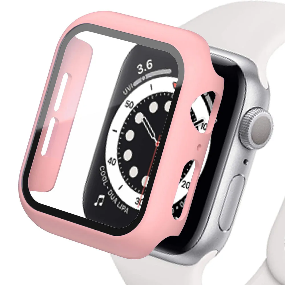 Glass+Case for Apple Watch Ultra 49mm 45mm 44mm 41mm 40mm Accessories PC Screen Protector Cover iwatch Series 3/4/5/6/7/8/SE