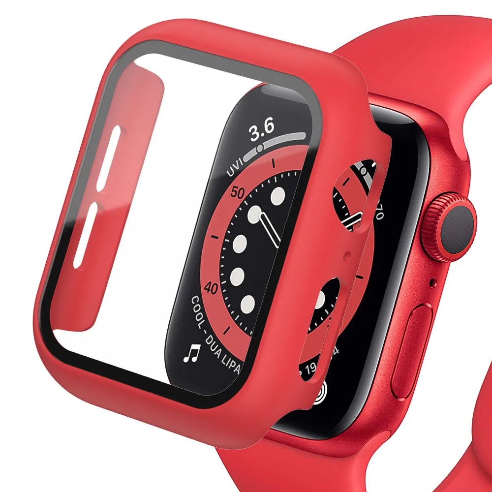 Glass+Case for Apple Watch Ultra 49mm 45mm 44mm 41mm 40mm Accessories PC Screen Protector Cover iwatch Series 3/4/5/6/7/8/SE