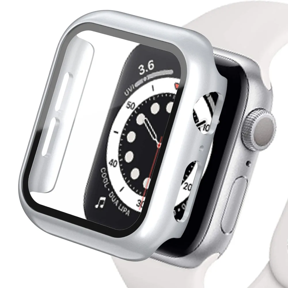 Glass+Case for Apple Watch Ultra 49mm 45mm 44mm 41mm 40mm Accessories PC Screen Protector Cover iwatch Series 3/4/5/6/7/8/SE