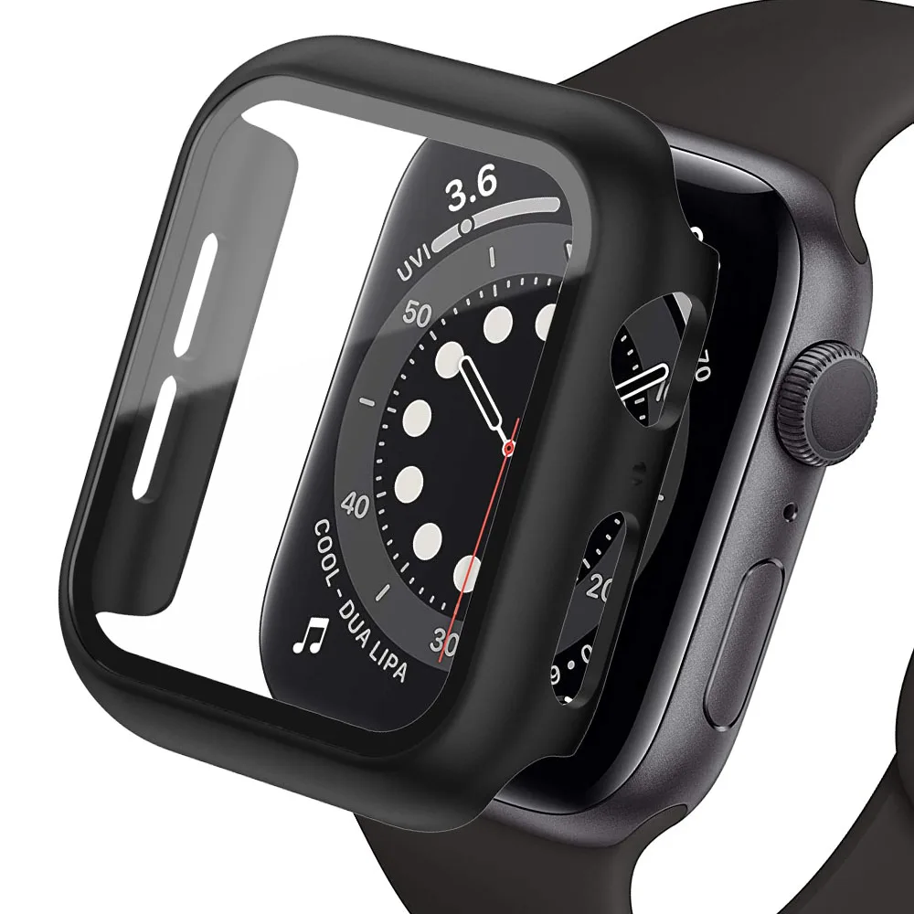 Glass+Case for Apple Watch Ultra 49mm 45mm 44mm 41mm 40mm Accessories PC Screen Protector Cover iwatch Series 3/4/5/6/7/8/SE