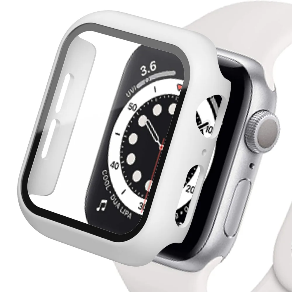 Glass+Case for Apple Watch Ultra 49mm 45mm 44mm 41mm 40mm Accessories PC Screen Protector Cover iwatch Series 3/4/5/6/7/8/SE