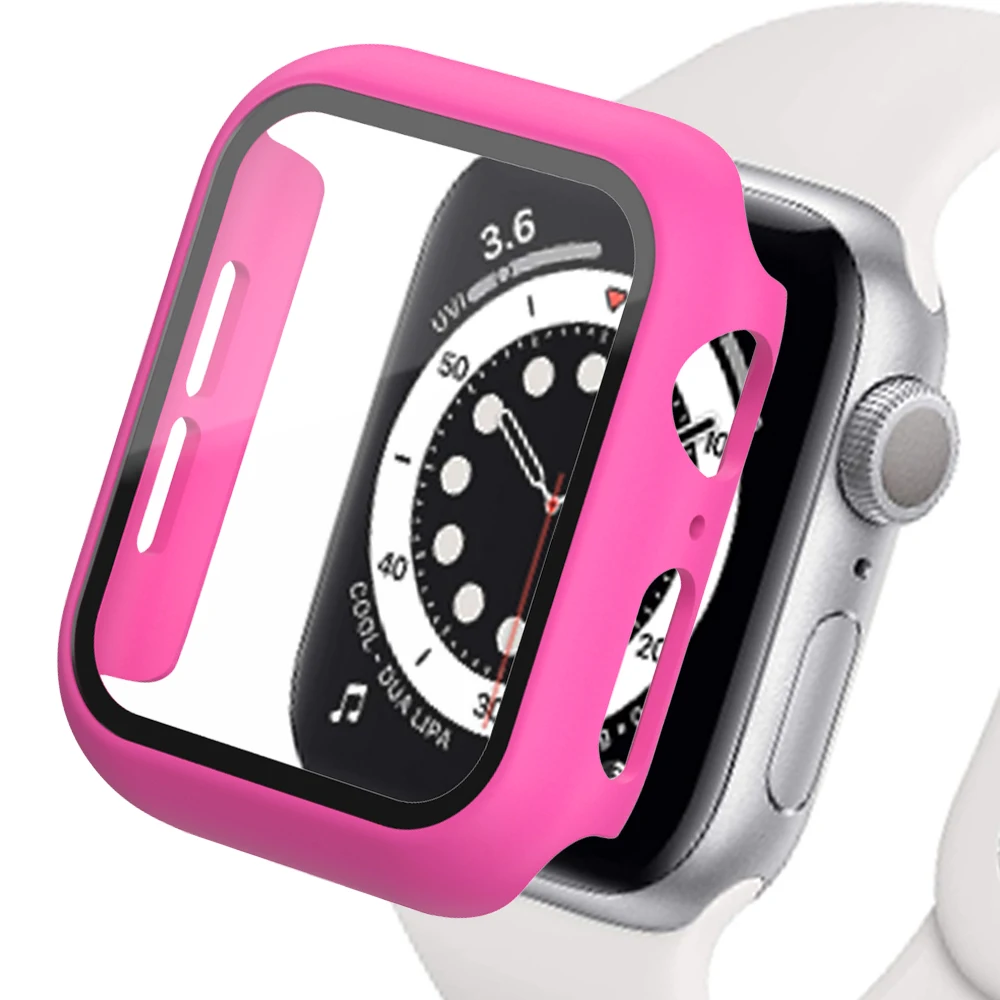 Glass+Case for Apple Watch Ultra 49mm 45mm 44mm 41mm 40mm Accessories PC Screen Protector Cover iwatch Series 3/4/5/6/7/8/SE