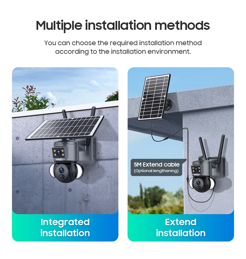 SHIWOJIA 4K 8MP Solar Camera 4G SIM/WIFI Security Outdoor Dual Lens Recording Humanoid Tracking Color Night Vision PTZ Cam