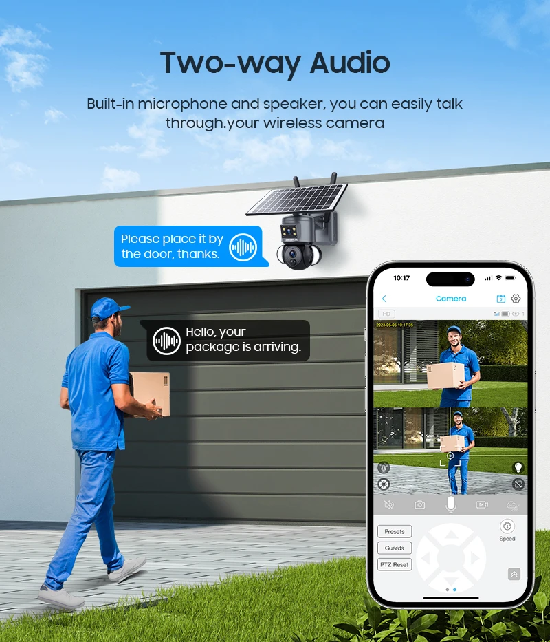 SHIWOJIA 4K 8MP Solar Camera 4G SIM/WIFI Security Outdoor Dual Lens Recording Humanoid Tracking Color Night Vision PTZ Cam