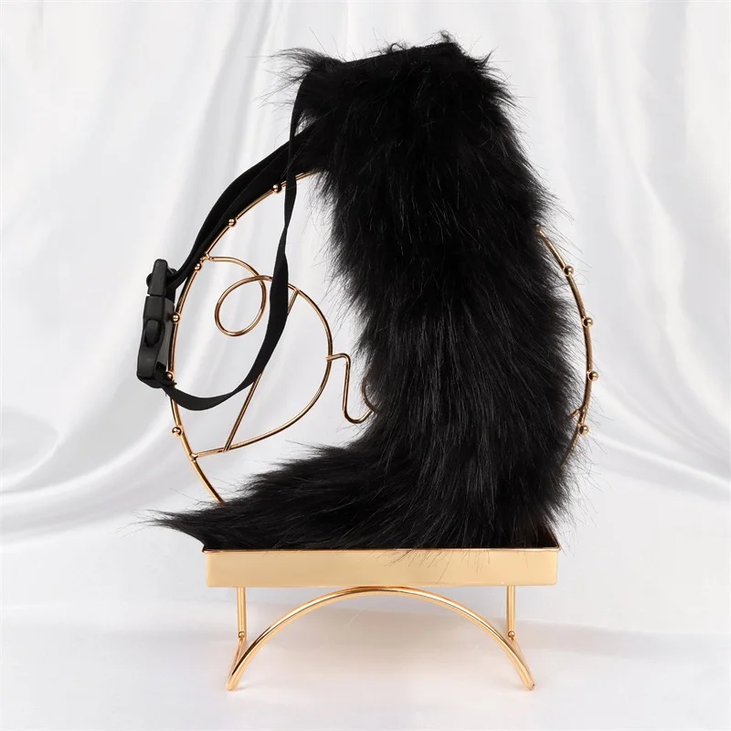 Simulation Fox Cat Tail Wolf Tail Cosplay Performance Props Anime Plush Beast Tail Halloween Jewelry Dress Up Props