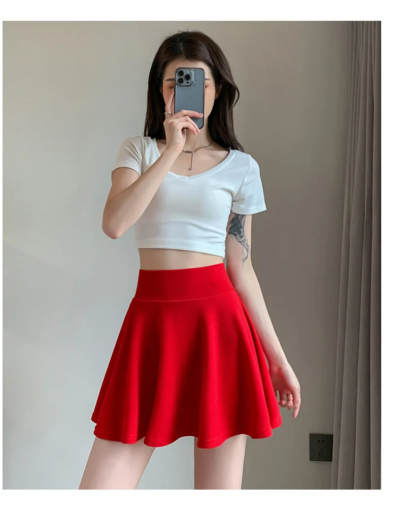 Summer Women's Skirts Fashion Sexy Mini Elastic Pleated Sun Skirts For School Girl Uniform Korean Black High Waist Tennis Skirts