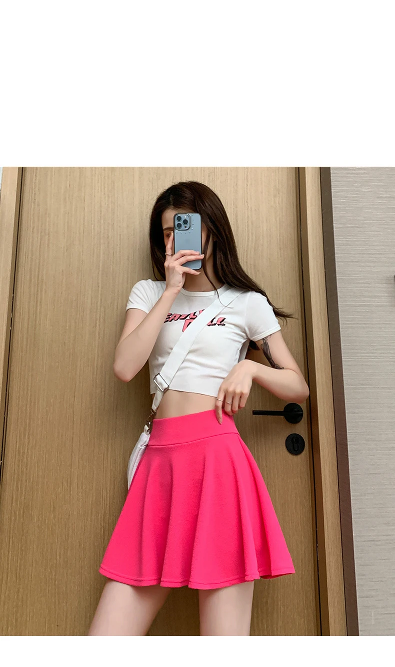 Summer Women's Skirts Fashion Sexy Mini Elastic Pleated Sun Skirts For School Girl Uniform Korean Black High Waist Tennis Skirts