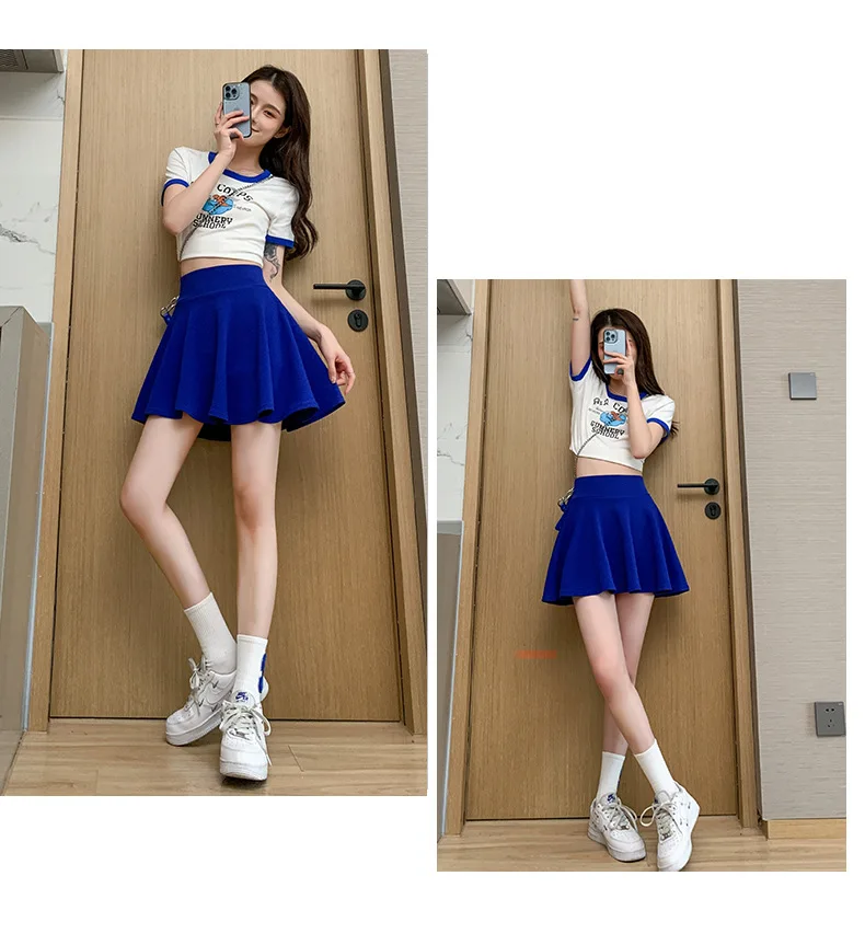 Summer Women's Skirts Fashion Sexy Mini Elastic Pleated Sun Skirts For School Girl Uniform Korean Black High Waist Tennis Skirts