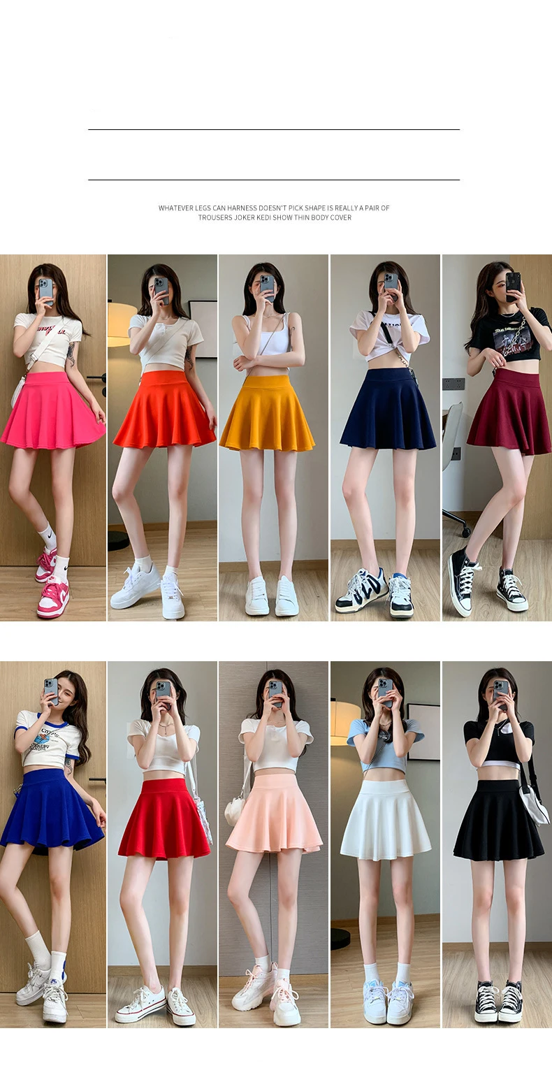 Summer Women's Skirts Fashion Sexy Mini Elastic Pleated Sun Skirts For School Girl Uniform Korean Black High Waist Tennis Skirts