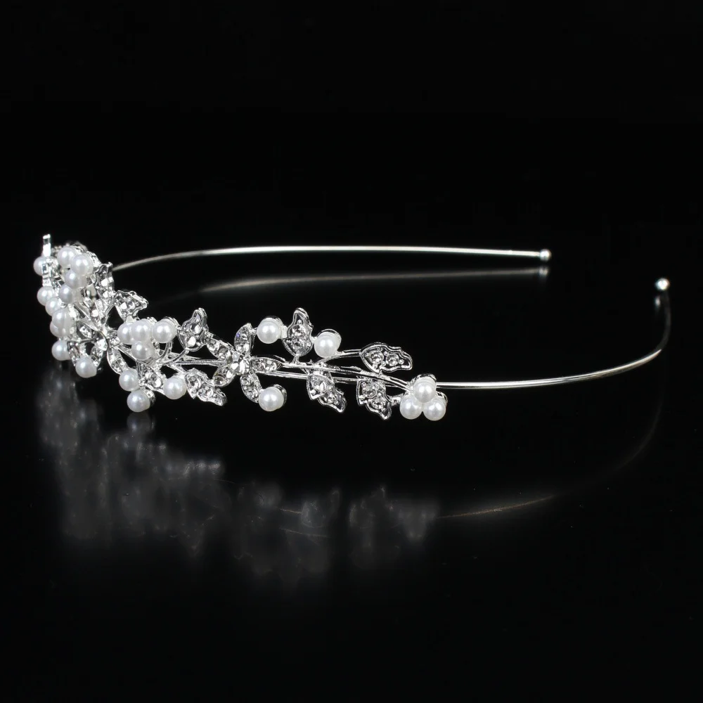 Bride Pearl Crown Headband Diamond Hair Accessories Alloy Rhinestone Princess Wedding Headband Bridal Headpieces Bride Crowns