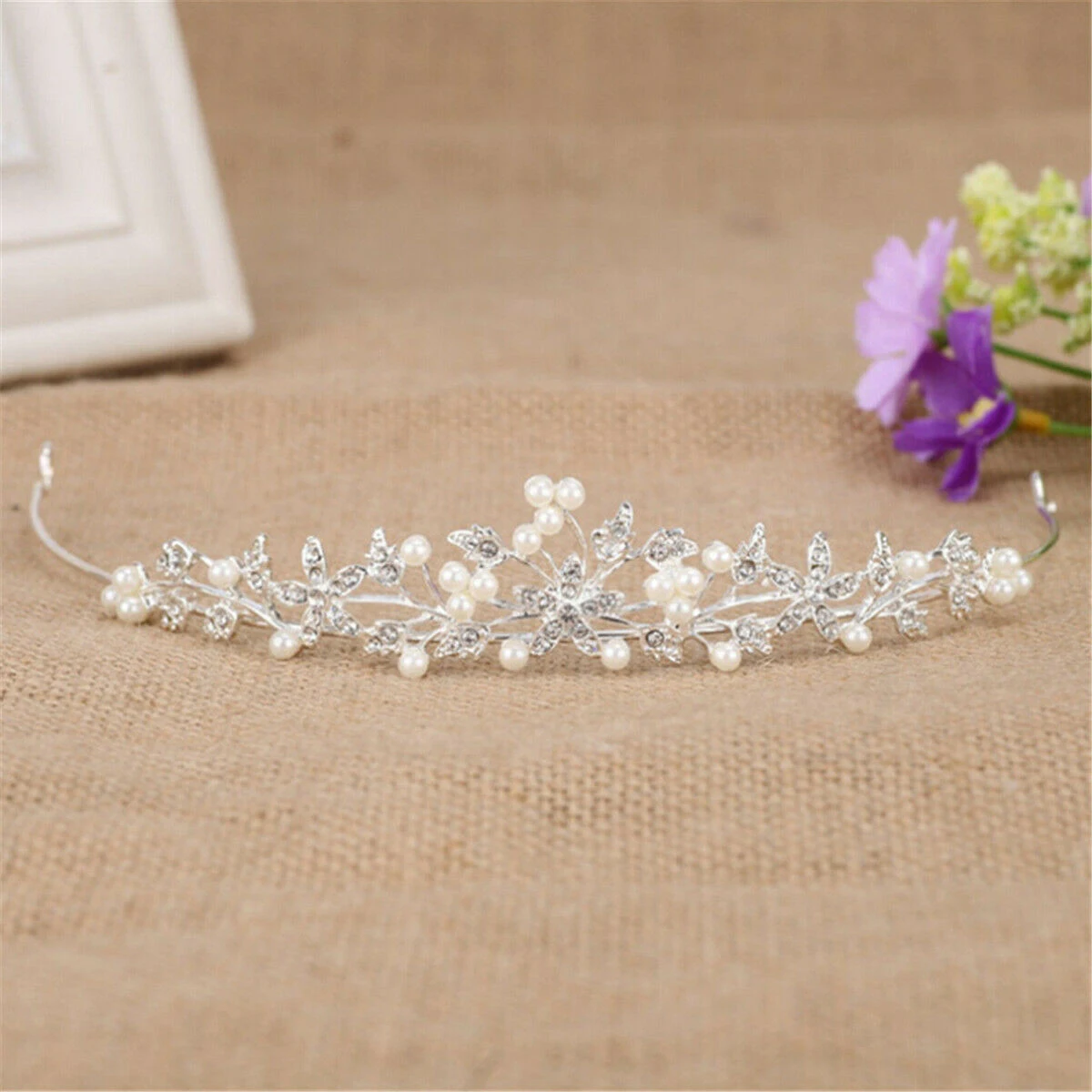 Bride Pearl Crown Headband Diamond Hair Accessories Alloy Rhinestone Princess Wedding Headband Bridal Headpieces Bride Crowns