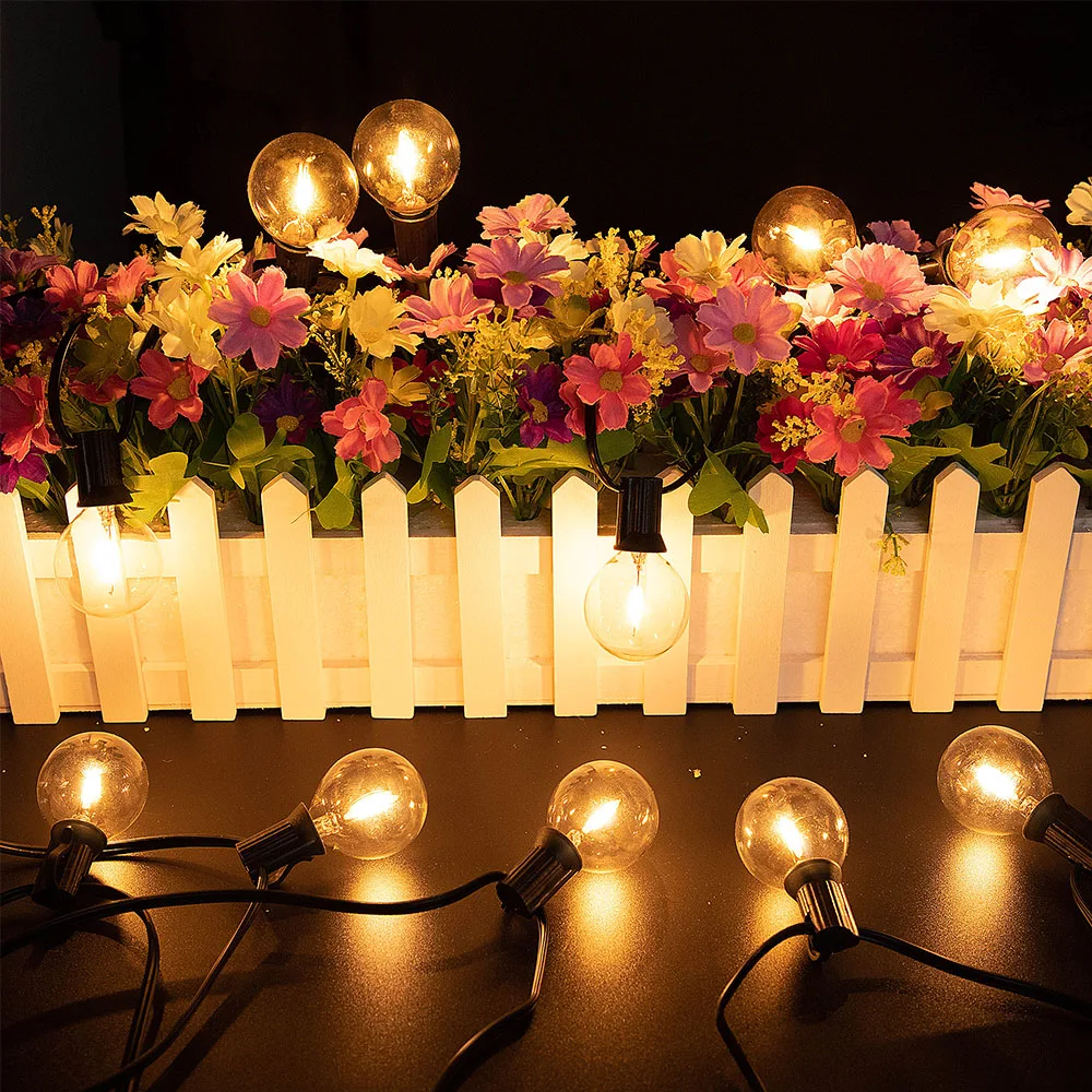 Retro Street Garland G40 String Outdoor Connectable Garden Street Garland Lighting Outdoor Gazebo Lights Birthday Wedding Decora