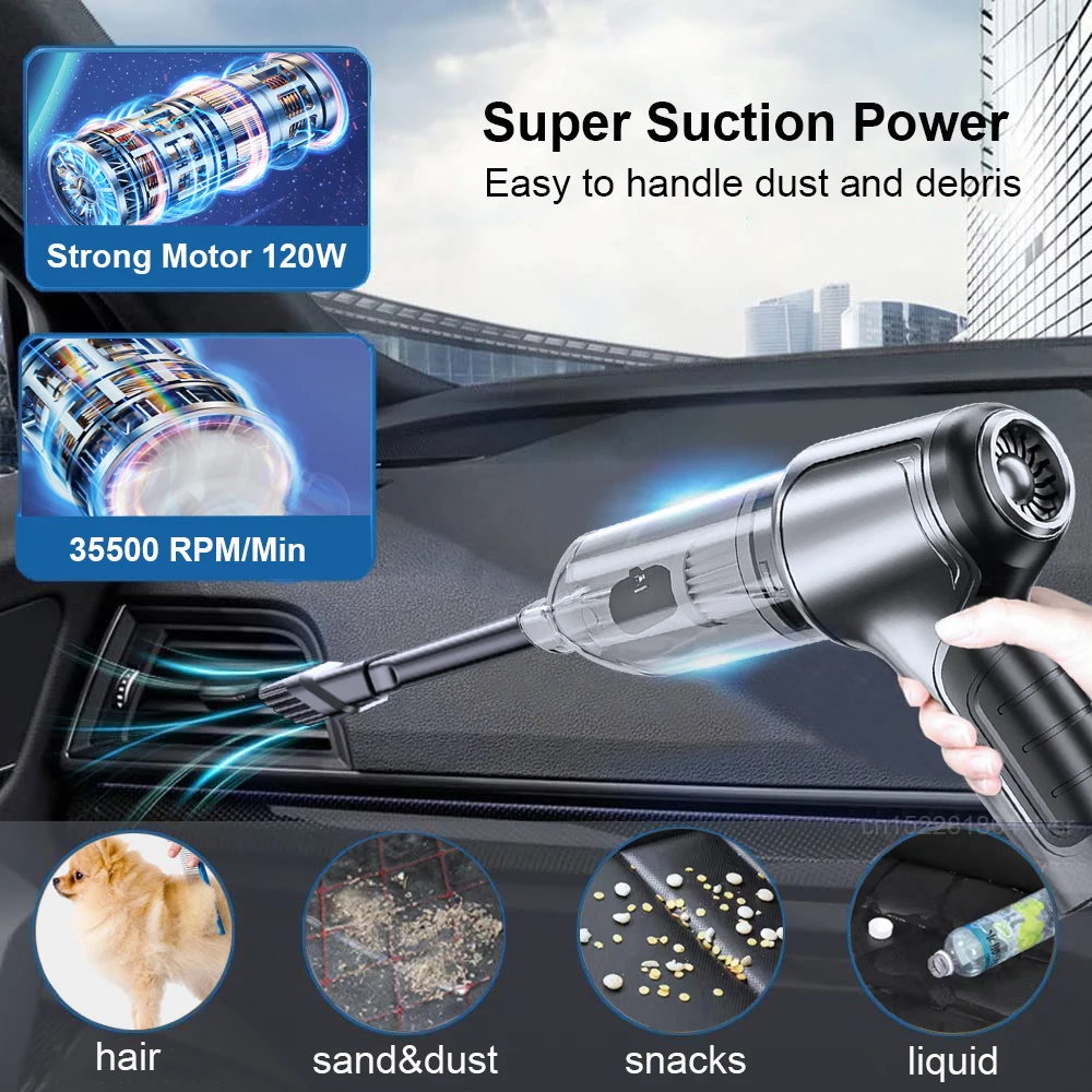 Car Vacuum Cleaner 95000PA Strong Suction Handheld Wireless Vacuum Cleaner Blower 2 in 1 Portable Vacuum Cleaner For Car Home