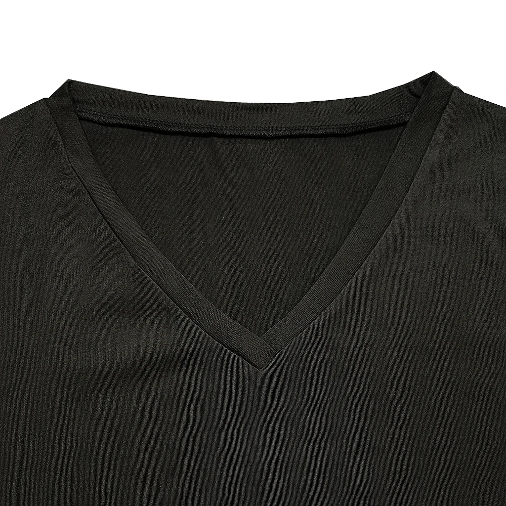 Summer solid color blouse V-neck short sleeve loose T-shirt hem arc women clothes