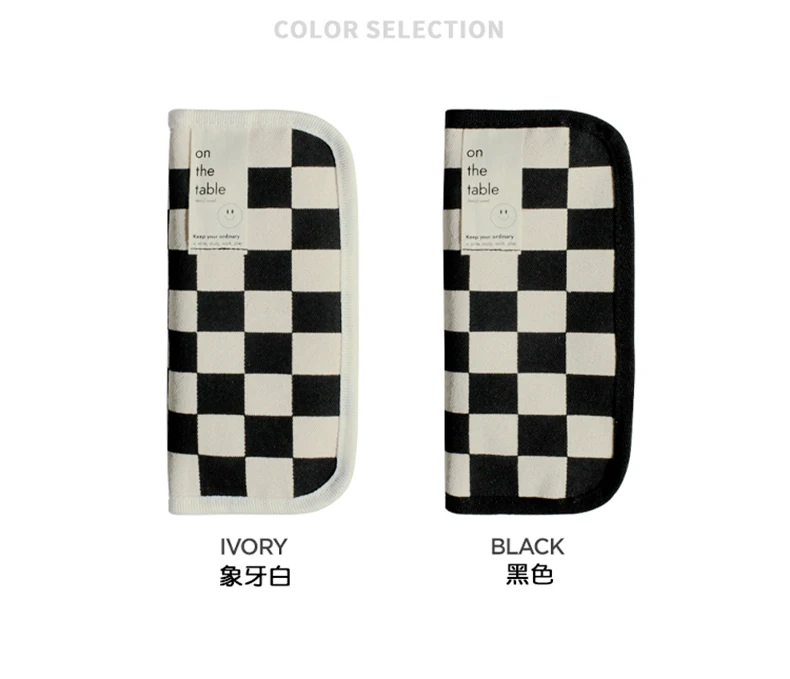 Simple Black and White Plaid Canvas Pencil Case School pencil case Kawaii Stationery Storage Bag aesthetic stationery