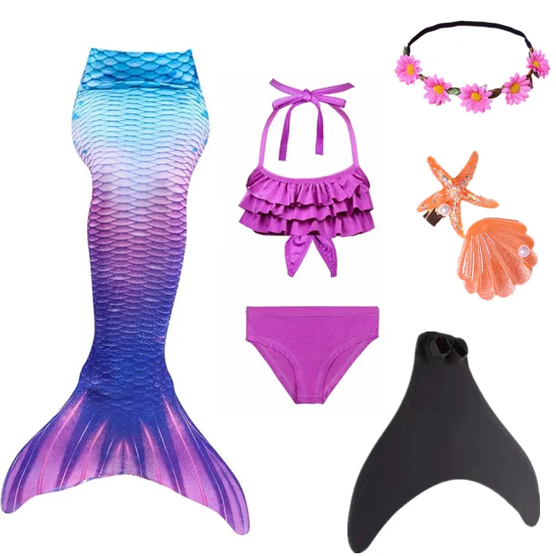 NEW Summer kids Swimming Mermaid Tail Mermaid Costume Cosplay Children Princess Party Fantasy Swimsuit Can Add Monofin Fin Xmas