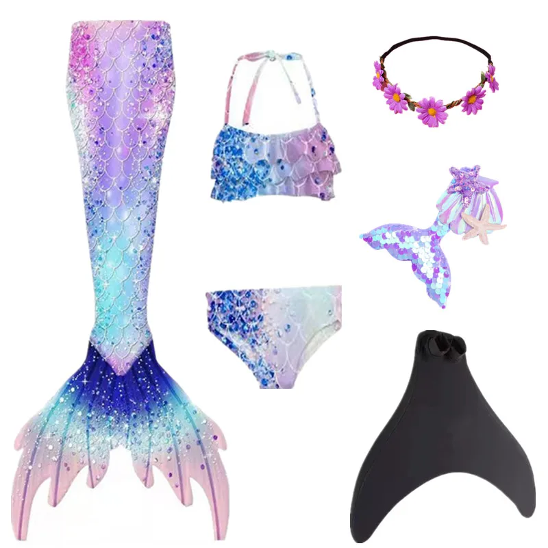 NEW Summer kids Swimming Mermaid Tail Mermaid Costume Cosplay Children Princess Party Fantasy Swimsuit Can Add Monofin Fin Xmas