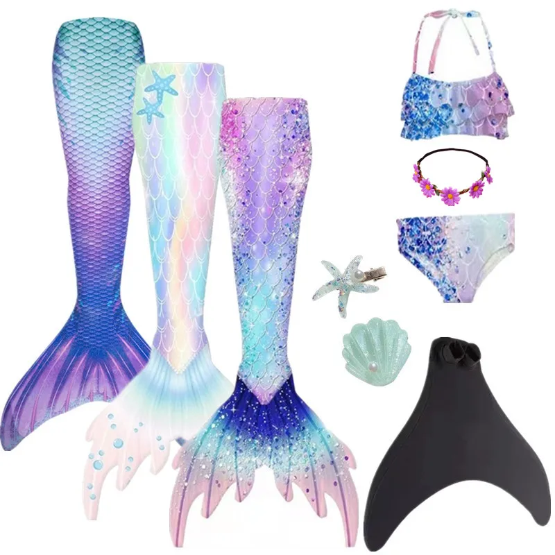 NEW Summer kids Swimming Mermaid Tail Mermaid Costume Cosplay Children Princess Party Fantasy Swimsuit Can Add Monofin Fin Xmas