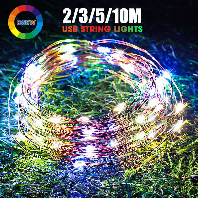 5M 10M Waterproof USB Battery LED Lights String Copper Wire Fairy Garland Light Lamp Christmas Wedding Party Holiday Lighting