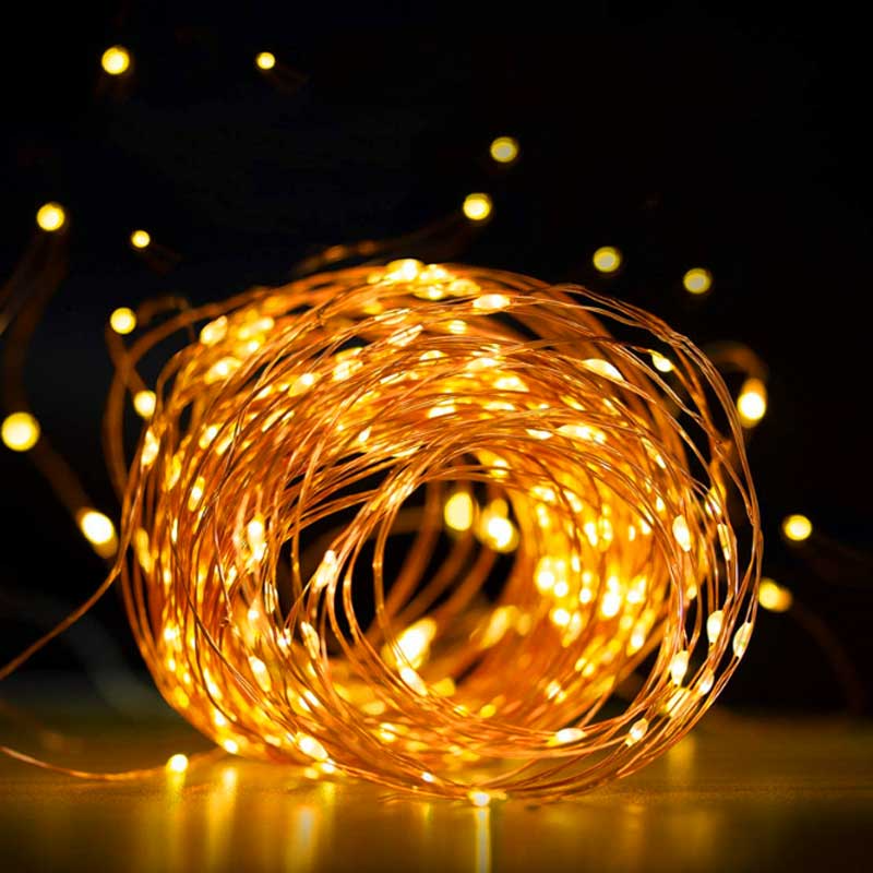 5M 10M Waterproof USB Battery LED Lights String Copper Wire Fairy Garland Light Lamp Christmas Wedding Party Holiday Lighting