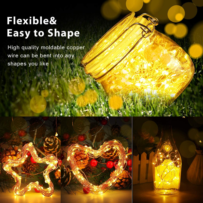 5M 10M Waterproof USB Battery LED Lights String Copper Wire Fairy Garland Light Lamp Christmas Wedding Party Holiday Lighting