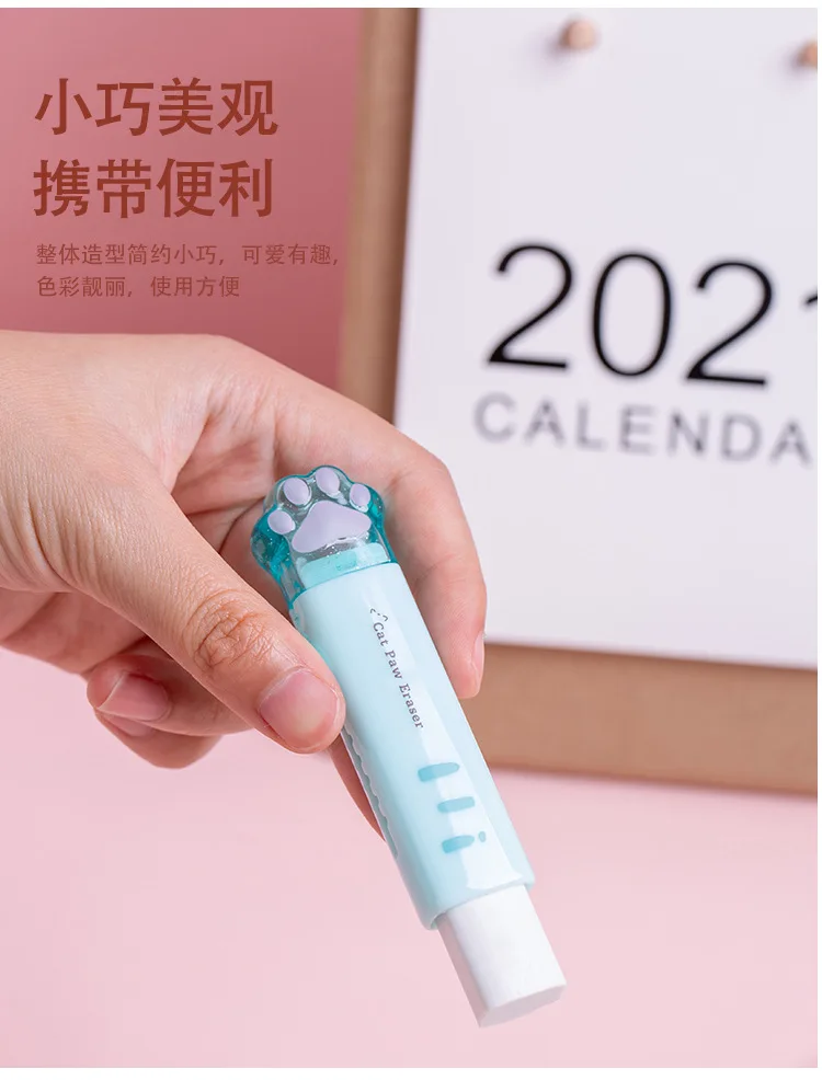 Kawaii Retractable Eraser Cute Cat Korean Stationery Rubber Drawing Erasers Children's school supplies Office
