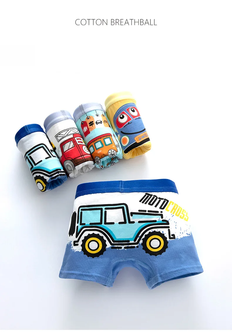 Children's Underwear Boy Panties Underpants Engineering Vehicle Cars Fire Engine Comfortable Shorts Briefs Boxers For Kids