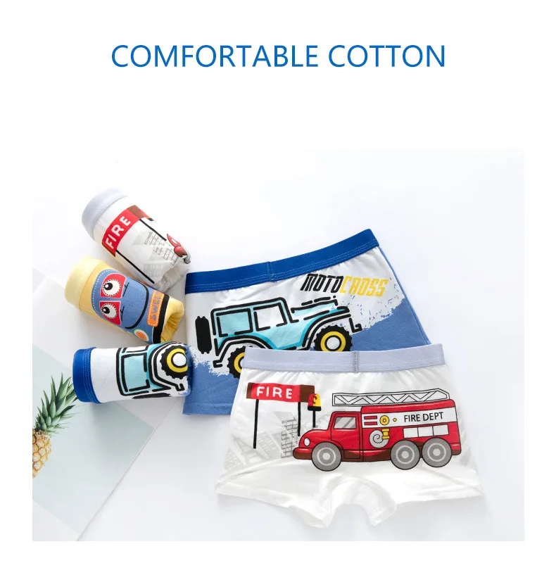 Children's Underwear Boy Panties Underpants Engineering Vehicle Cars Fire Engine Comfortable Shorts Briefs Boxers For Kids