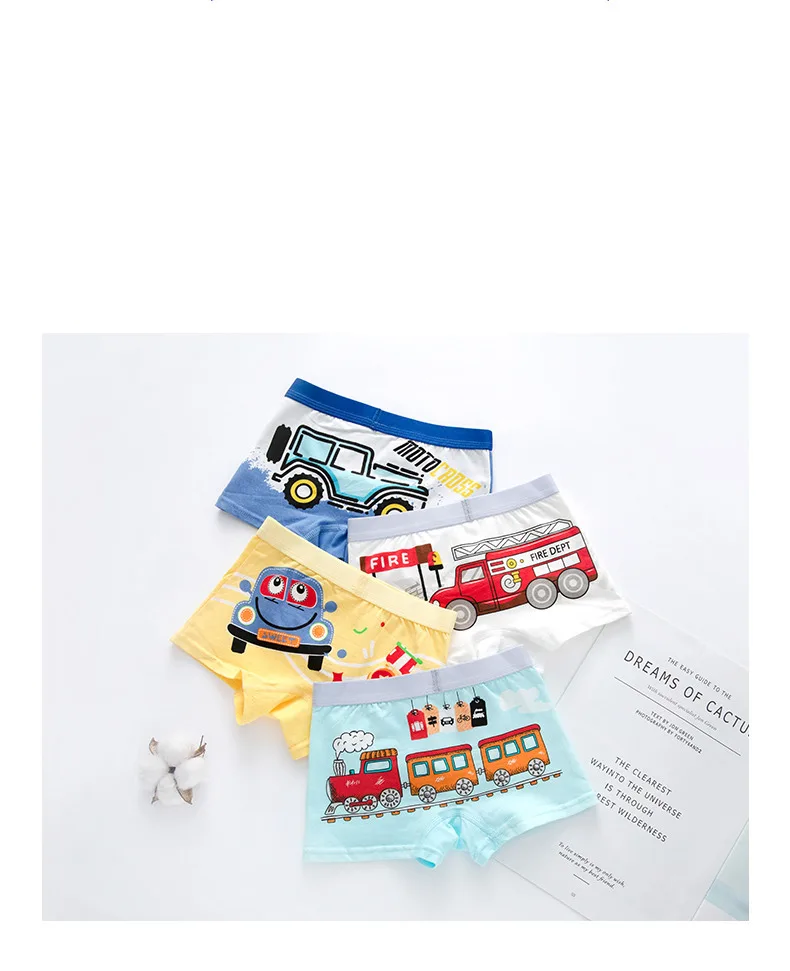 Children's Underwear Boy Panties Underpants Engineering Vehicle Cars Fire Engine Comfortable Shorts Briefs Boxers For Kids