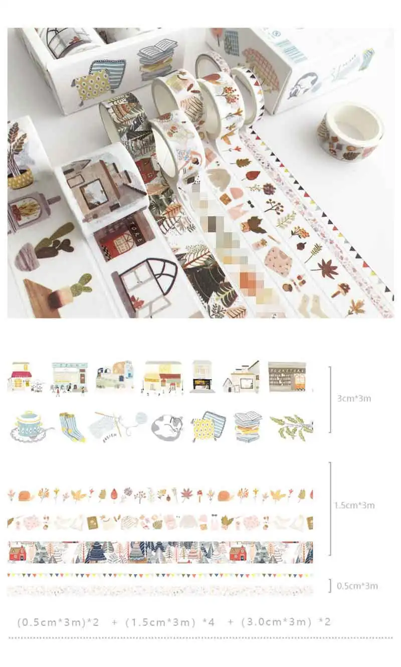 8 pcs/set green plants Washi Tape for Decoration Journal DIY Scrapbooking Kawaii Sticker Label Masking Adhesive Tape Stationery
