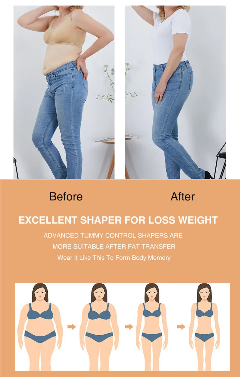 Fajas Shapewear High Compression Bodysuit Girdles with Brooches Bust for Daily and Post-Surgical Use Slimming Sheath Belly Women